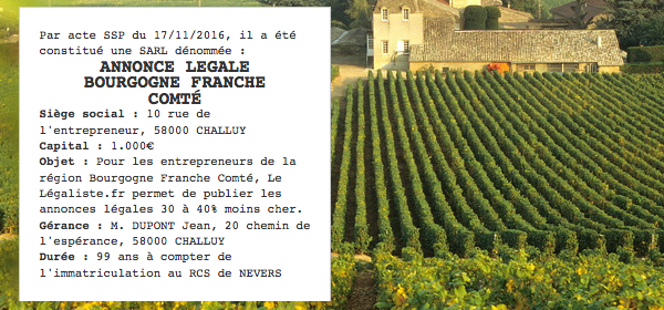 annonce legale bourgogne franche comté